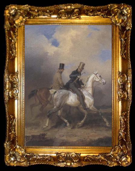 framed  Franz Kruger Outing of Prince William of Prussia on Horse Back,Accompanied by the Artist (mk45), ta009-2